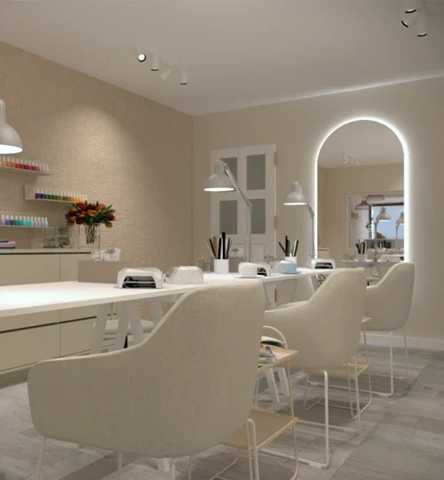 Eleganckie wnętrze salonu Nailspace w Poznaniu